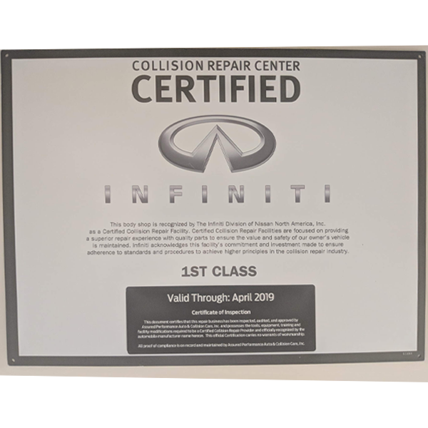 Infiniti-Aluminum-Repair-Certification